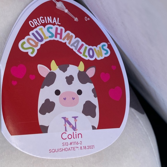 Squishmallows Colin the Cow Bull valentines edition 2022 12” NWT - Picture 4 of 4